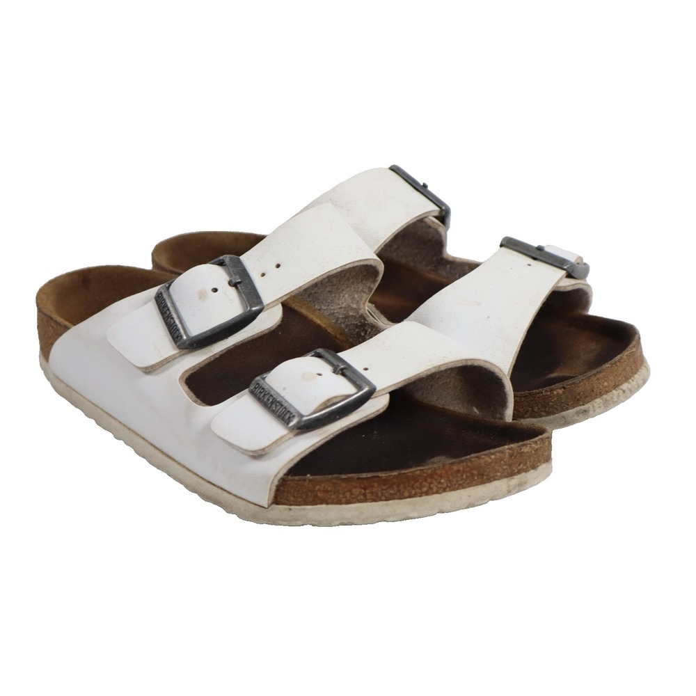 Birkenstock White Arizona Double Strap Sandals Size 33- Brown Speckles on Straps